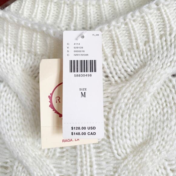 RAGA Kelyn Cropped Cable Knit Sweater Medium - Picture 6 of 8